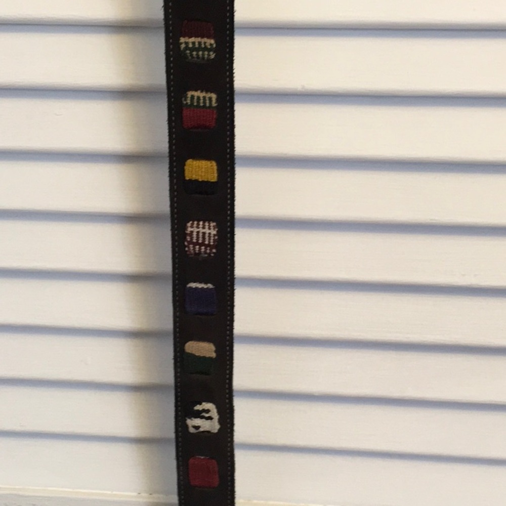 Leather Belt, embroidered panels - Picture 2 of 5